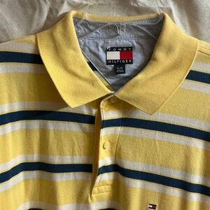 Tommy Hilfiger Yellow and Blue Striped Polo Shirt